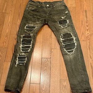 Distressed Olive Green Men's Jeans